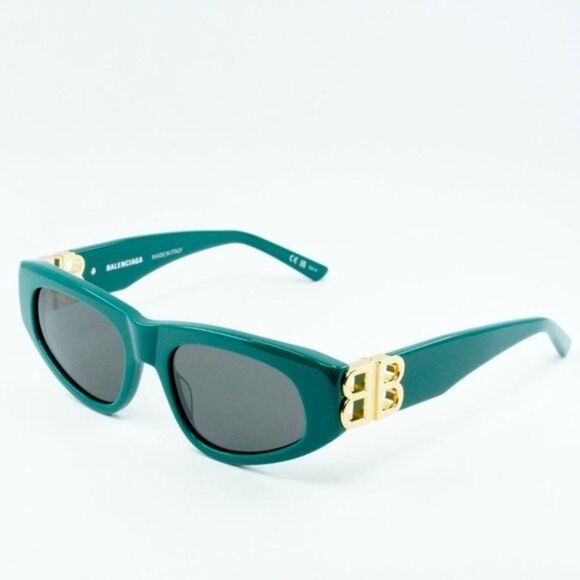 💯 NEW BALENCIAGA DYNASTY BB0095S 005 GREEN GOLD GREY SUNGLASSES - Picture 2 of 12